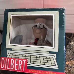 Dilbert‎ Cartoon Character Figurine with Computer NIB